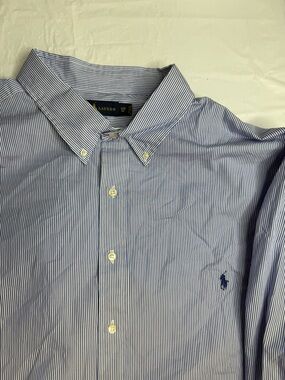 Polo Ralph Lauren Shirt Mens 4XB Blue Stripe Button Down Classic Fit Big Tall